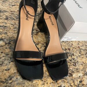 Abound Black Heels with Ankle Strap and Open Toe